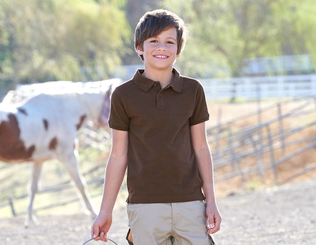 Topics: e.s. Polo shirt cotton stretch, children's + chestnut