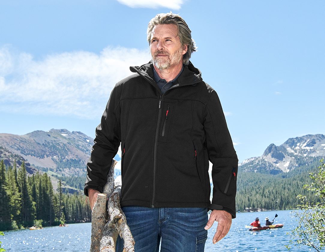 Work Jackets: Softshell hooded jacket Aspen + black