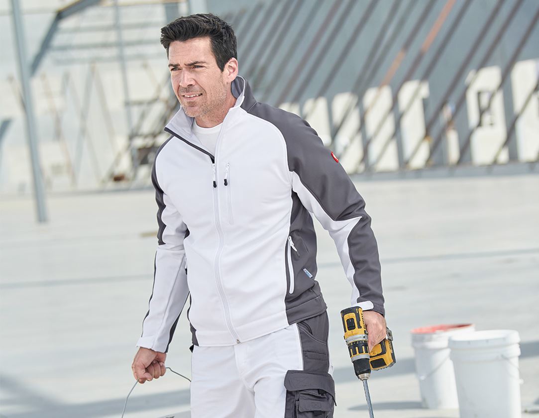Work Jackets: Softshell Jacket dryplexx® softlight + white/grey
