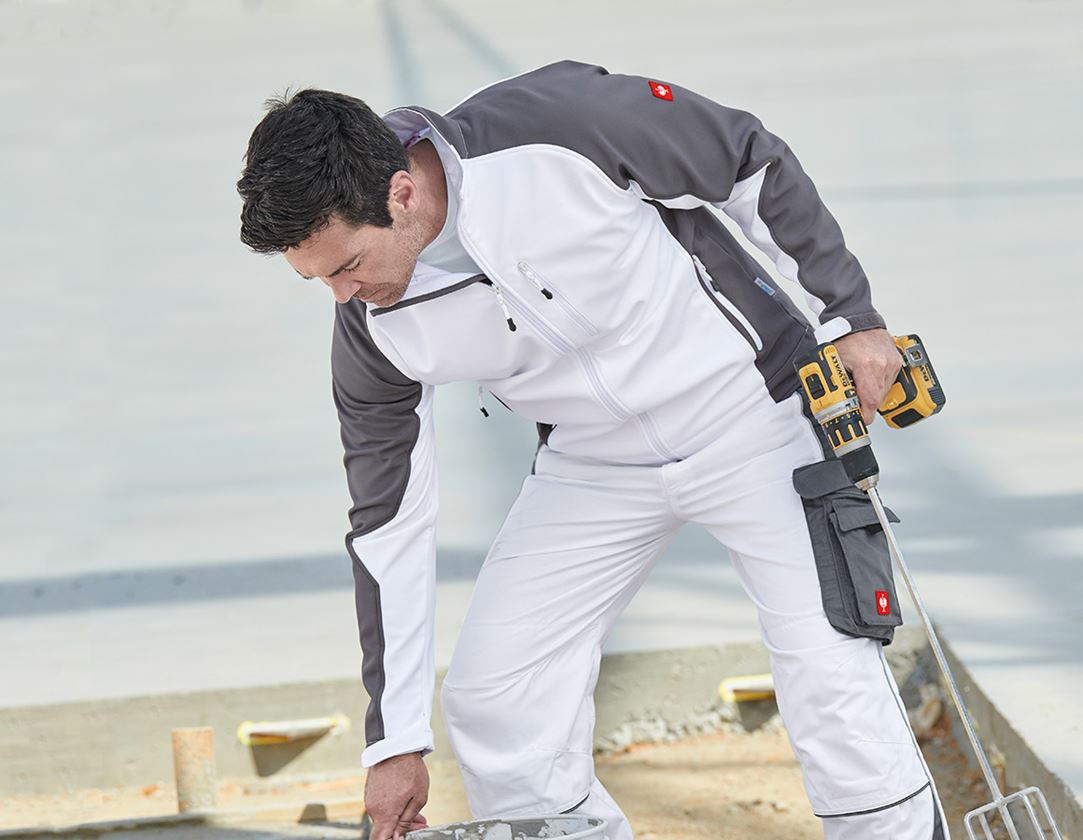 Work Jackets: Softshell Jacket dryplexx® softlight + white/grey 1