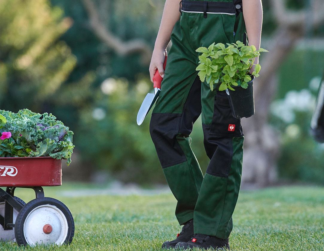 Trousers: Children's bib & brace e.s.image + green/black 1