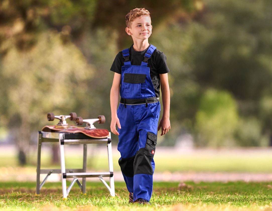 Trousers: Children's bib & brace e.s.image + royalblue/black