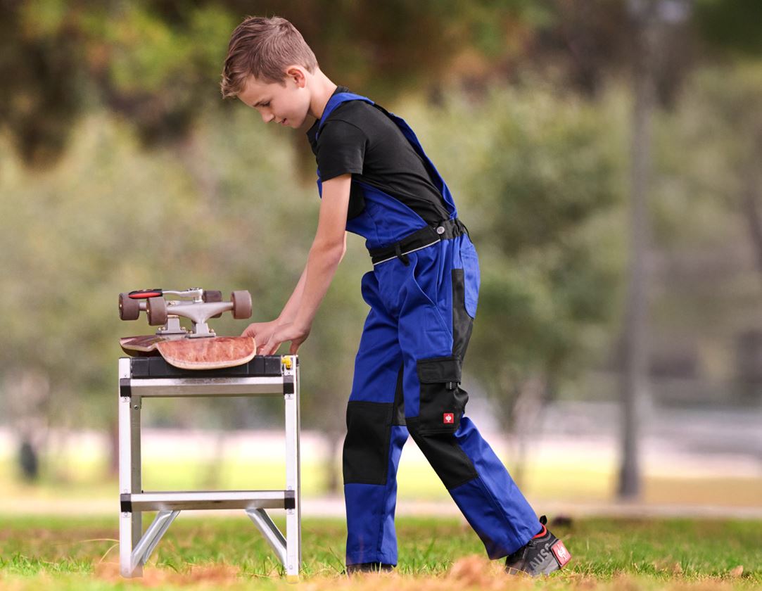 Trousers: Children's bib & brace e.s.image + royalblue/black 2