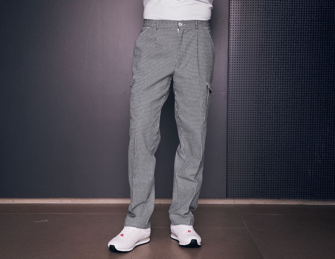 Work Trousers: Cargo Unisex Chefs Trousers + black/white