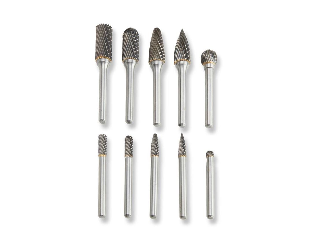 Drills: e.s. Hard metal burrs with bevel toothing 1