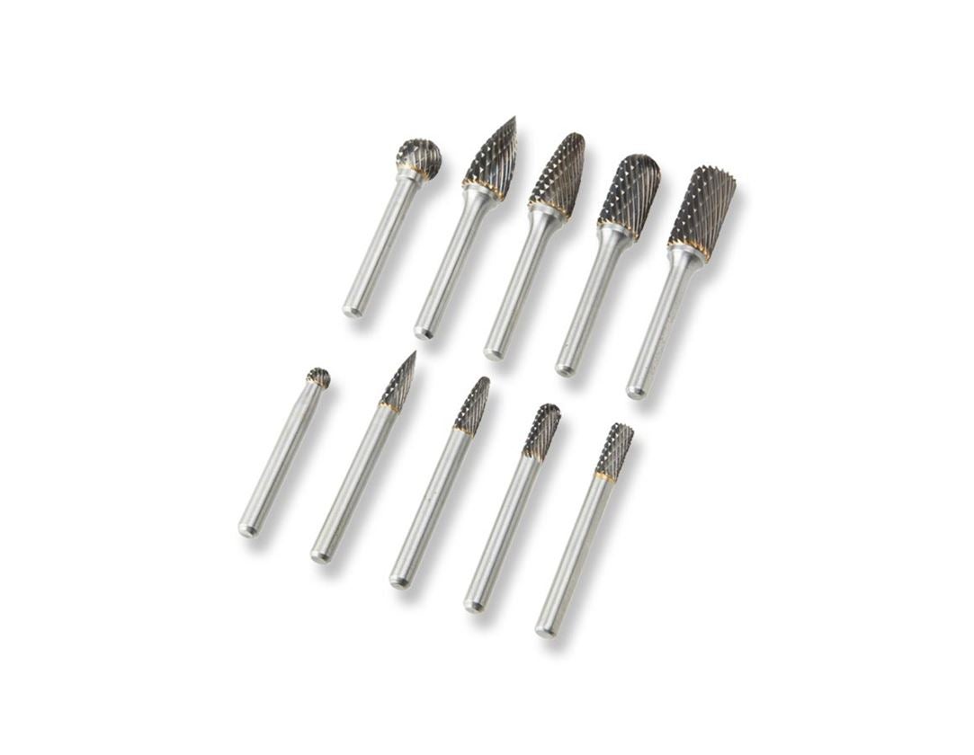 Drills: e.s. Hard metal burrs with bevel toothing