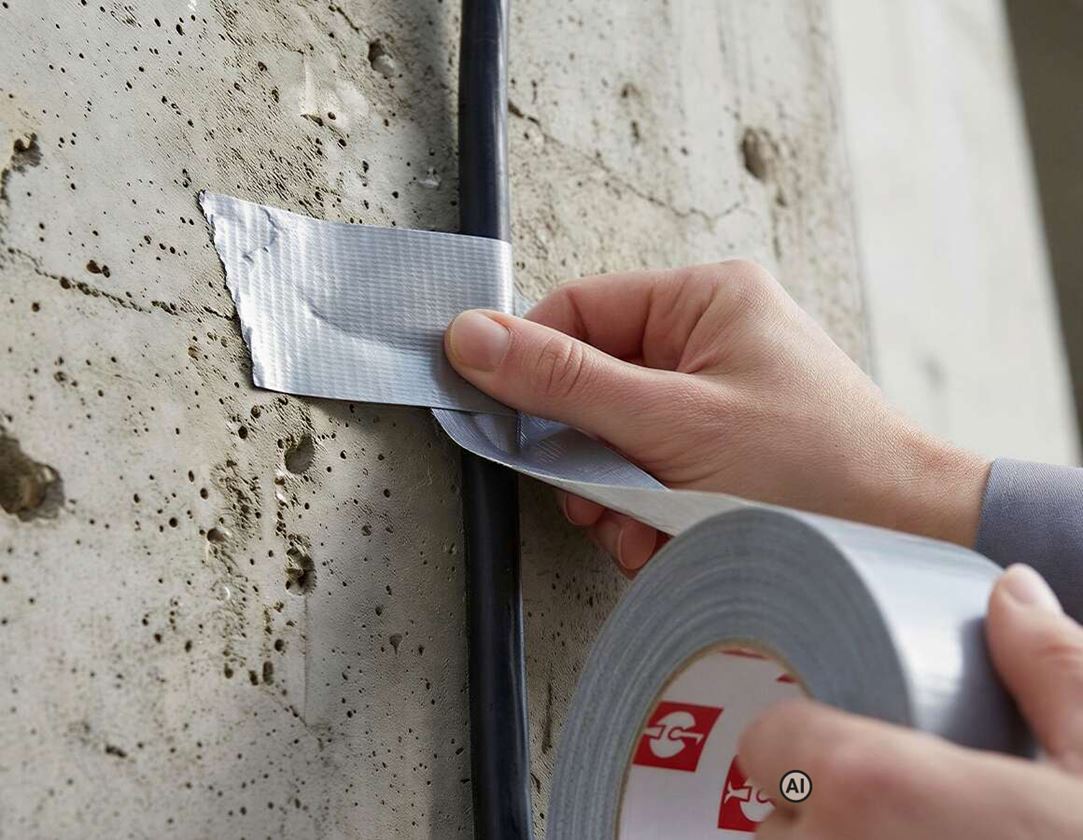 AI-generated / modified - Fabric tape: Farbric repair tape, silver
