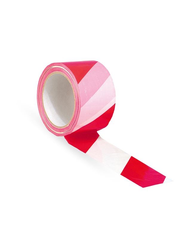 Plastic bands | crepe bands: Warning tape, self-adhesive + red/white